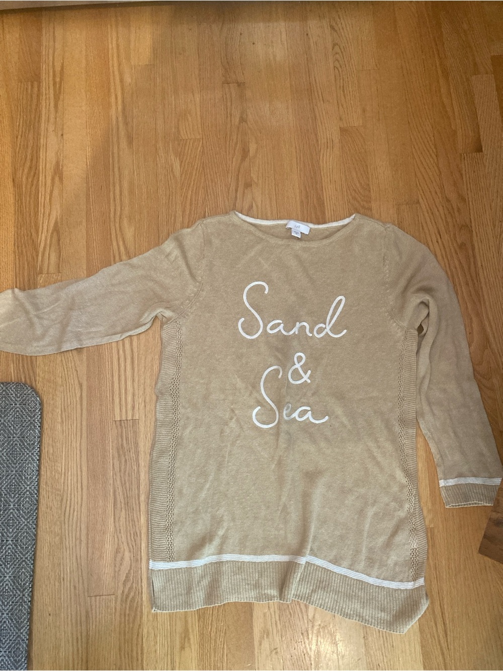 J. Jill Sand and Sea  Knit Pullover with White Trim XS